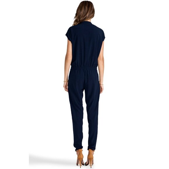 Vince. Jumpsuit Womens Size 10 Coastal Cap Sleeve Drawstring Stretch Zip Up - Picture 3 of 15